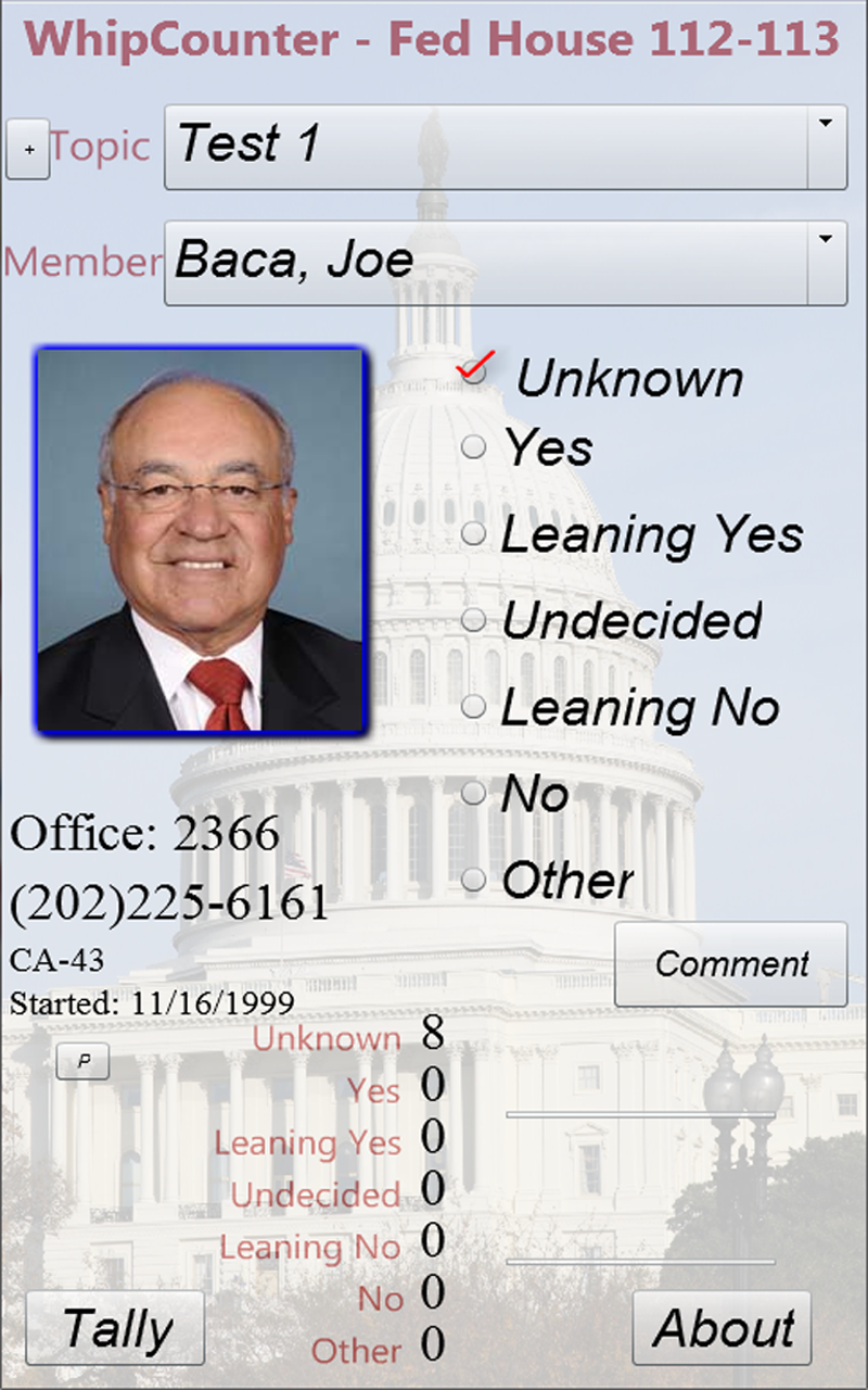 Screenshot of main screen